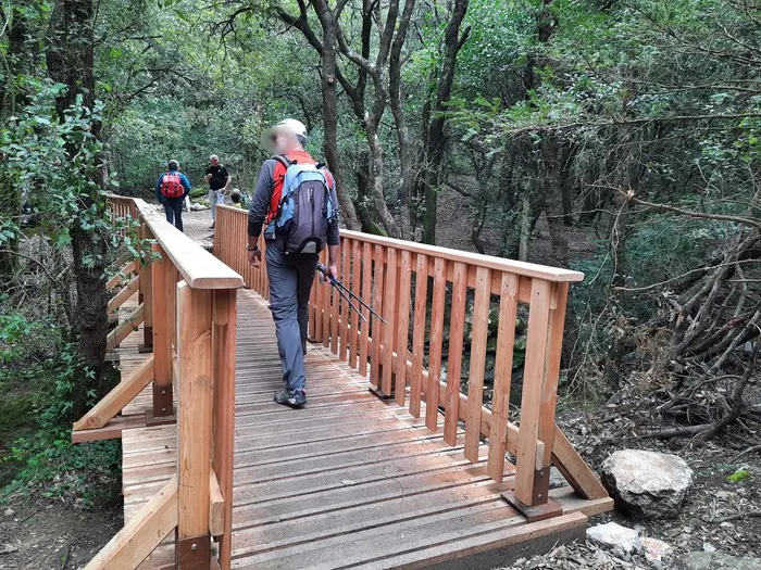 Passerelle en bois sur le sentier des Sources de l'Huveaune